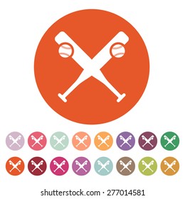 Baseball icon. Sport symbol. Flat Vector illustration. Button Set