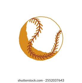 Baseball icon. Sports equipment to play softball. Leather ball for traditional American game. Athletic inventory for match, training. Flat isolated outline vector illustration on white background