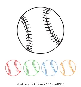 Baseball icon sports symbol in an outlined style with four color variations vector illustration