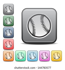 Baseball Icon Square Icon Set