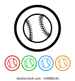 Baseball Icon Vector with Four Color Variations