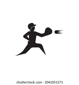 Plantilla de diseño del logotipo de la ilustración del vector del icono del béisbol