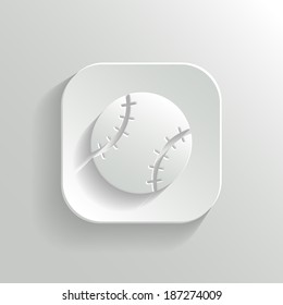 Baseball icon - vector white app button with shadow