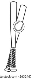 Baseball Icon Vintage Style Vector Baseball Bats and Balls Collection, Crossed Bats, Sports Equipment Elements Isolated on Transparent Background for Logo, Poster, Print or Web Design