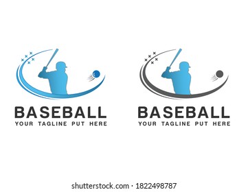 Baseball iconic logo with set of softball