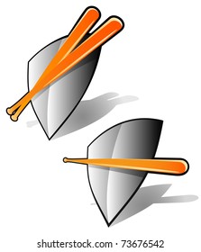 Baseball  icons with beats on shields. Vector illustration.
