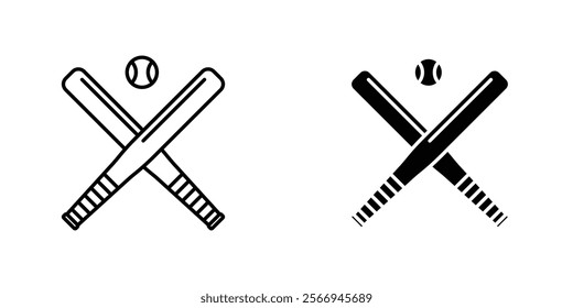 Baseball icons. black and white vector set.