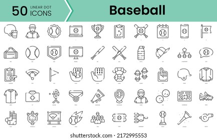 baseball Icons bundle. Linear dot style Icons. Vector illustration