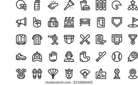 Baseball icons High-Quality Vector Icons Collection with Editable Stroke. Ideal for Professional and Creative Projects.