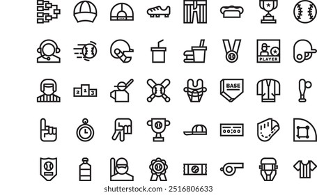 Baseball icons High-Quality Vector Icons Collection with Editable Stroke. Ideal for Professional and Creative Projects.