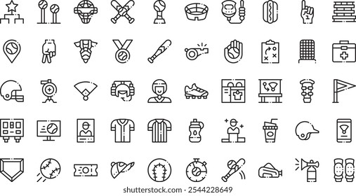 Baseball icons High-Quality Vector Icons Collection with Editable Stroke. Ideal for Professional and Creative Projects.