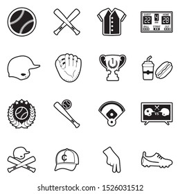 Baseball Icons. Line With Fill Design. Vector Illustration.