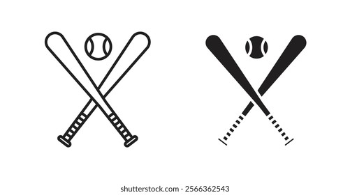 Baseball icons in line stroke and flat versions