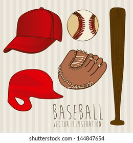 baseball icons over lineal background vector illustration