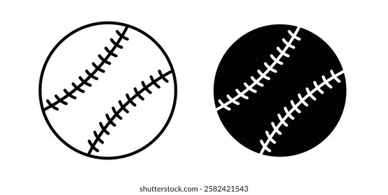Baseball icons pack vectors in black flat and strokes