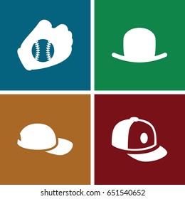 Baseball icons set. set of 4 baseball filled icons such as