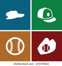 Baseball icons set. set of 4 baseball filled icons such as