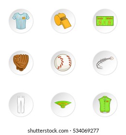 Baseball icons set. Cartoon illustration of 9 baseball vector icons for web