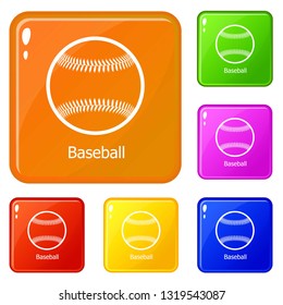 Baseball icons set collection vector 6 color isolated on white background