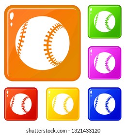 Baseball icons set collection vector 6 color isolated on white background
