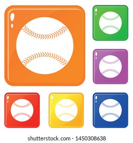 Baseball icons set collection vector 6 color isolated on white background