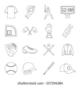 Baseball icons set. Simple illustration of 16 baseball vector icons for web