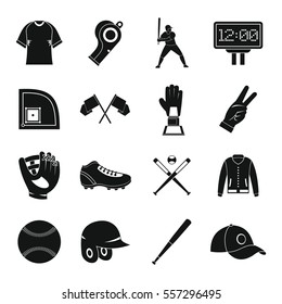 Baseball icons set. Simple illustration of 16 baseball vector icons for web