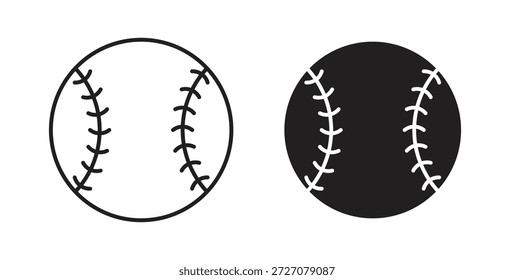 Ícones de beisebol definidos. Ilustração de vetor de linha simples