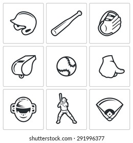 Baseball icons set. Vector Illustration.
Isolated Flat Icons collection on a white background for design