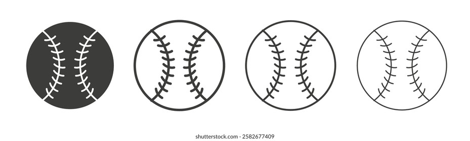 Baseball icons set vectors graphic designs