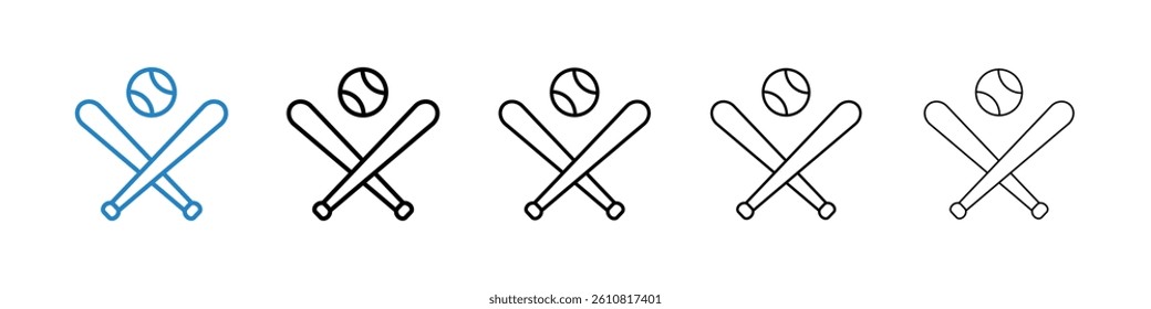 Baseball icons in solid black and outlined style