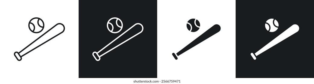 Baseball icons in Thin line black color. flat simple vector symbols illustration.