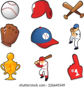 Baseball icons vector illustrations