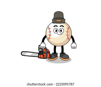 baseball illustration cartoon as a lumberjack , character design