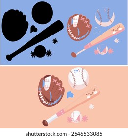 baseball illustration design package assorted palettes