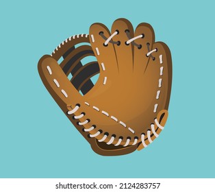 Baseball illustration set. sewn up baseball Glove Vector drawing. Hand drawn style.