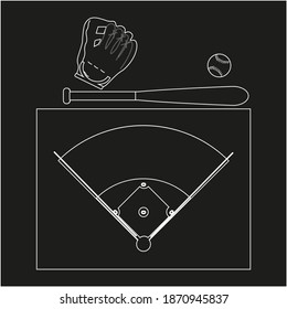 baseball illustrations kit, vector on white background