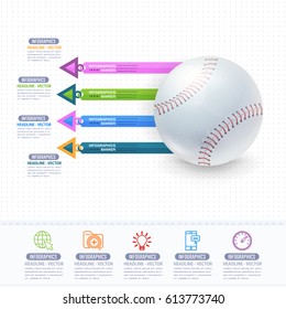 Baseball Infographics Stats, Web Banner Background Design. Sports Info Presentation Template