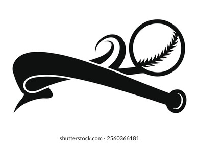 Baseball isolated badge emblem Logo Split name Frame black and white vector silhouette, vintage Sport club Design Element ribbon shape illustration

