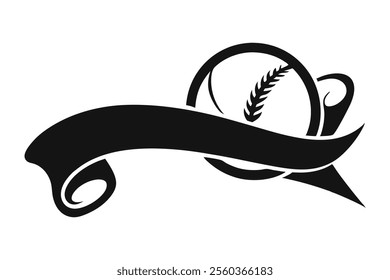 Baseball isolated badge emblem Logo Split name Frame black and white vector silhouette, vintage Sport club Design Element ribbon shape illustration

