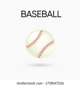 Baseball   Isolated On White. SoftBall Base Ball. Realistic Baseball Icon. Vector Illustration
