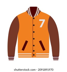 Baseball Jacket Icon. Flat Color Design. Vector Illustration.