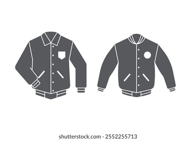 Baseball jacket set icon design. Bomber jacket ico, isolated on white background. vector illustration