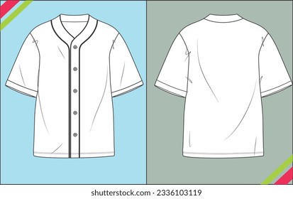 BASEBALL JERSEY CLOTHING SKETCH FASHION TEMPLATE TECHNICAL DRAWING ILLUSTRATION