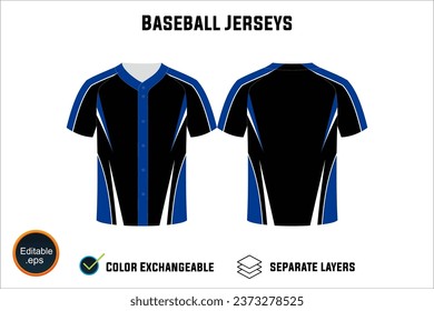 baseball jersey latest custom design templates mockup and t-shirt sketch with blank white background editable vector eps png unique artwork number text on both front and back views design your own 