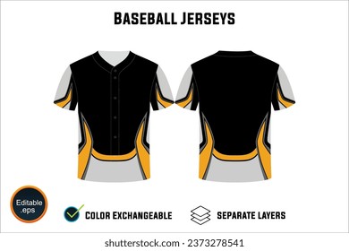 baseball jersey latest custom design templates mockup and t-shirt sketch with blank white background editable vector eps png unique artwork number text on both front and back views design your own 