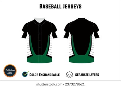 baseball jersey latest custom design templates mockup and t-shirt sketch with blank white background editable vector eps png unique artwork number text on both front and back views design your own 