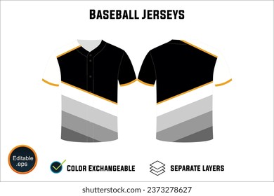 baseball jersey latest custom design templates mockup and t-shirt sketch with blank white background editable vector eps png unique artwork number text on both front and back views design your own 