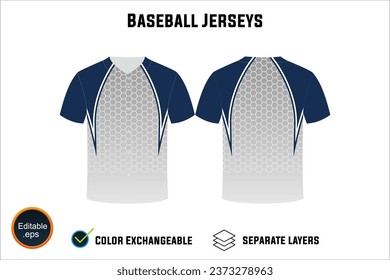 baseball jersey latest custom design templates mockup and t-shirt sketch with blank white background editable vector eps png unique artwork number text on both front and back views design your own 