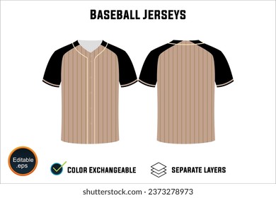 baseball jersey latest custom design templates mockup and t-shirt sketch with blank white background editable vector eps png unique artwork number text on both front and back views design your own 